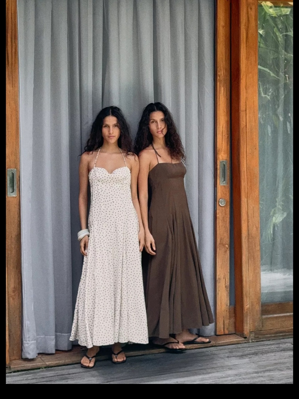 Zara Brown halter volume midi Dress - Picture 2 of 6
